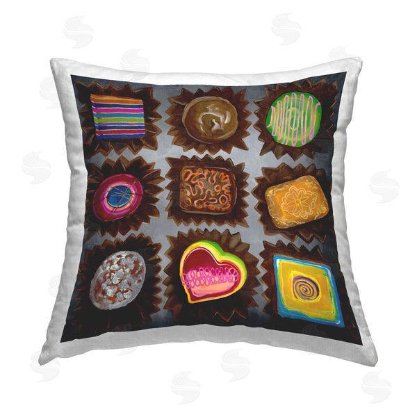 stupell industries Liz Jardine | Various Dessert Chocolates Printed Throw Pillow