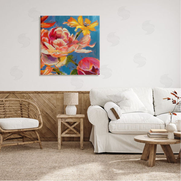 Stupell Industries Liz Jardine | Vivid Peonies On Blue Wall Art