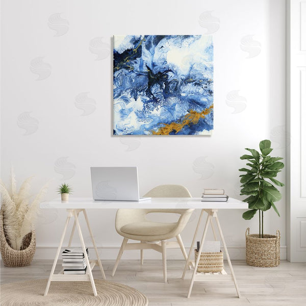 Stupell Industries Liz Jardine | Water Movement Abstraction Fluid Yellow Blue Design Wall Art