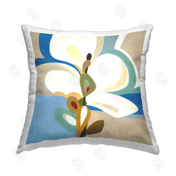 stupell industries Liz Jardine | White Abstract Blossom Printed Throw Pillow