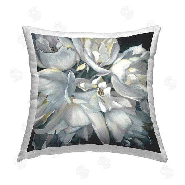 stupell industries Liz Jardine | White Blooming Flower Printed Throw Pillow