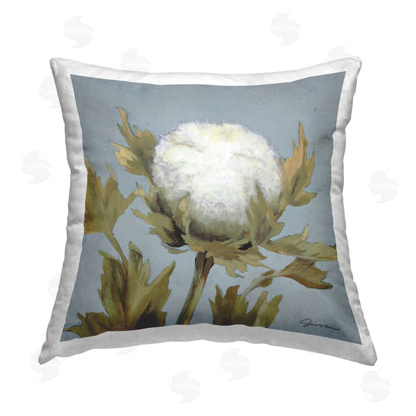 stupell industries Liz Jardine | White Cotton Flower Plant Nature Printed Throw Pillow