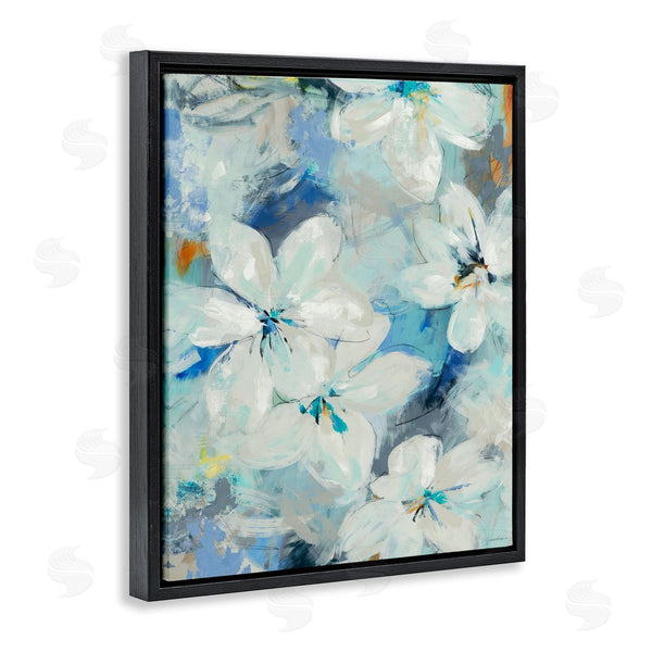 Stupell Industries Liz Jardine | White Flowers Abstract Blue Detailing