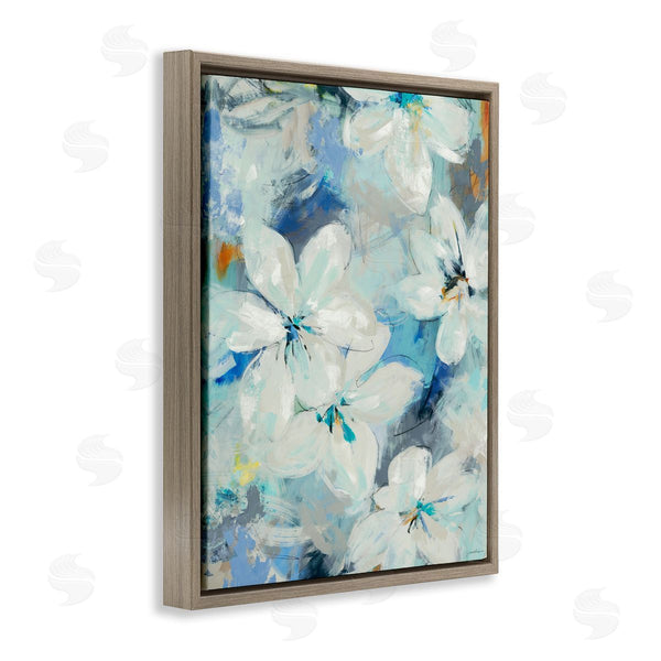 Stupell Industries Liz Jardine | White Flowers Abstract Blue Detailing