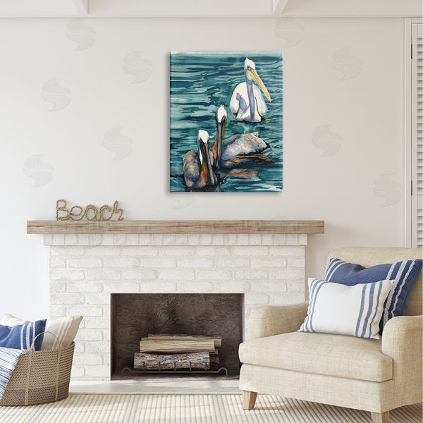 Stupell Industries Liz Sunridge | Pelicans At Sea Painting Wall Art