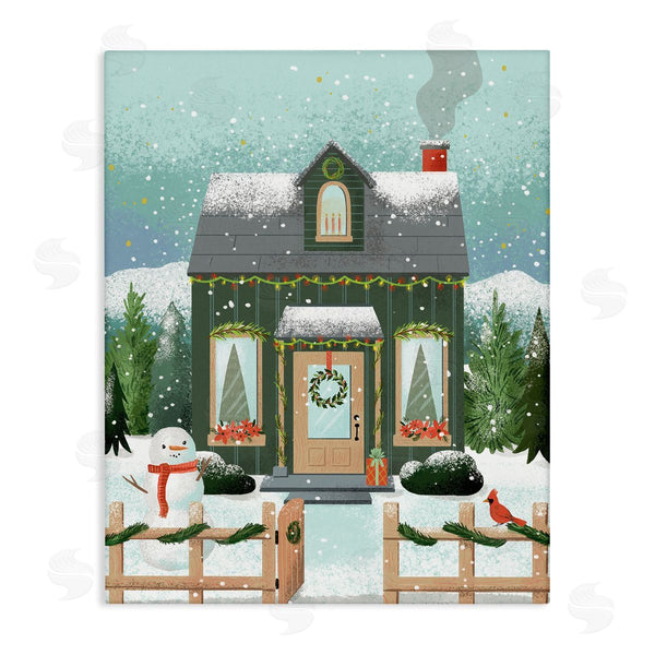 stupell industries Loni Harris | Cozy Winter Cottage & Snowman