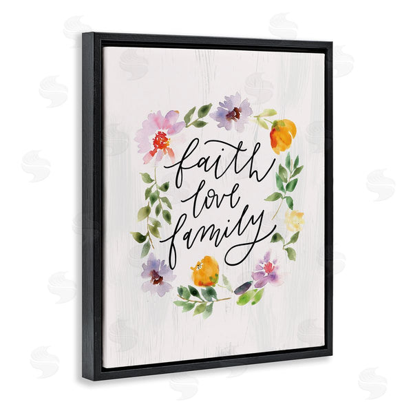 Stupell Industries Loni Harris | Faith Love Family Quote Traditional Floral Wreath Wall Art