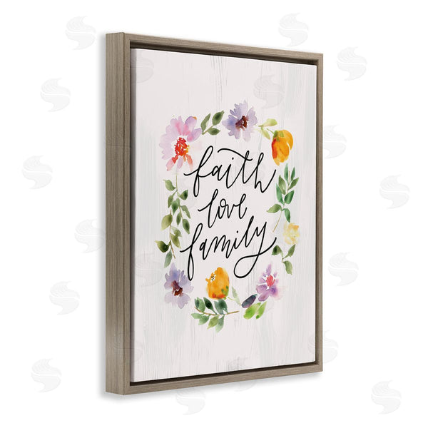 Stupell Industries Loni Harris | Faith Love Family Quote Traditional Floral Wreath Wall Art