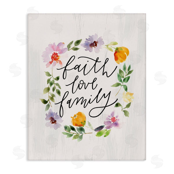 stupell industries Loni Harris | Faith Love Family Quote Traditional Floral Wreath Wall Art