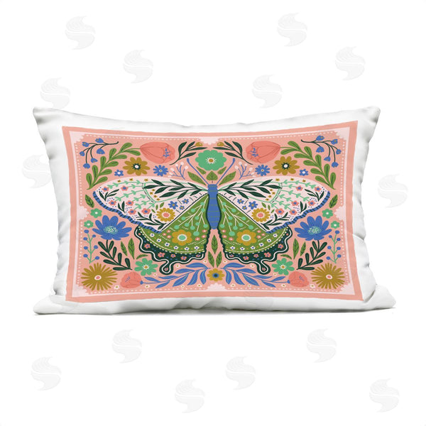 Stupell Industries Loni Harris | Folk Inspired Floral Moth Printed Throw Pillow