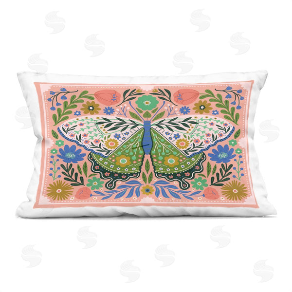 stupell industries Loni Harris | Folk Inspired Floral Moth Printed Throw Pillow