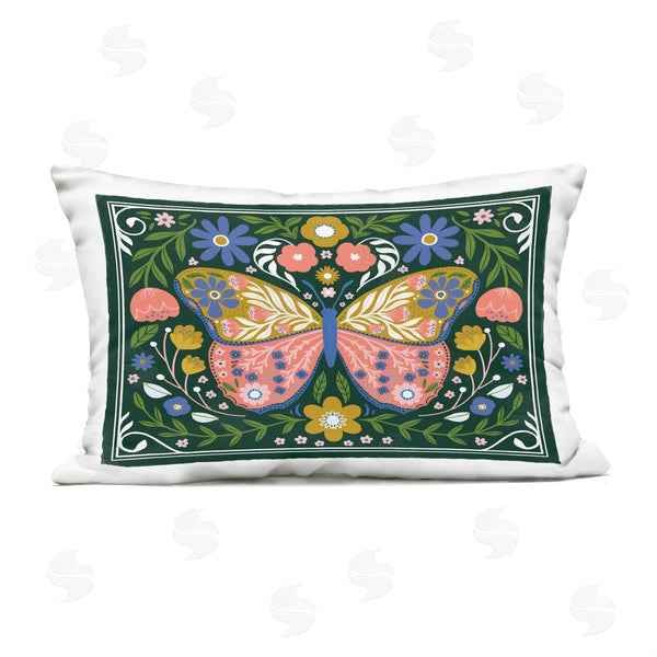 Stupell Industries Loni Harris | Folk Patterned Butterfly Florals Printed Throw Pillow