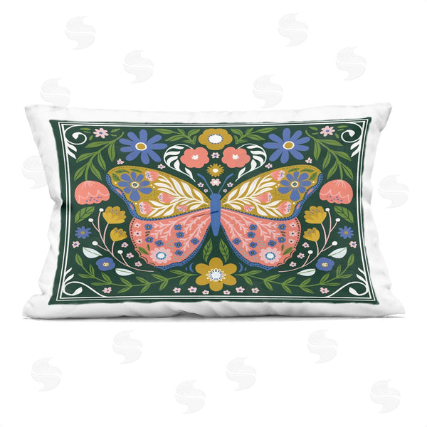 stupell industries Loni Harris | Folk Patterned Butterfly Florals Printed Throw Pillow