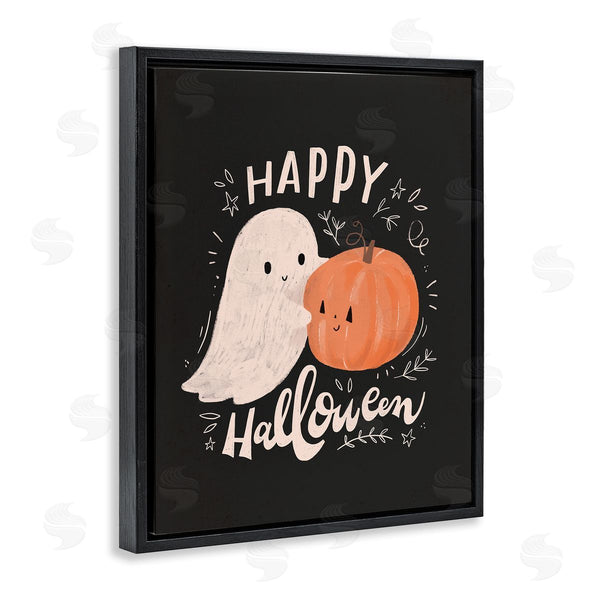 Stupell Industries Loni Harris | Happy Halloween Smiling Ghost Pumpkin Wall Art