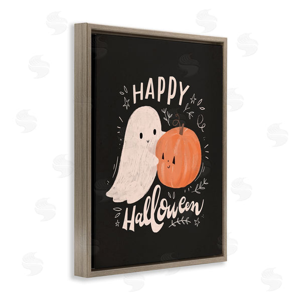 Stupell Industries Loni Harris | Happy Halloween Smiling Ghost Pumpkin Wall Art