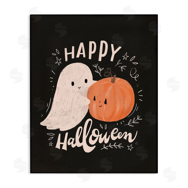 stupell industries Loni Harris | Happy Halloween Smiling Ghost Pumpkin Wall Art