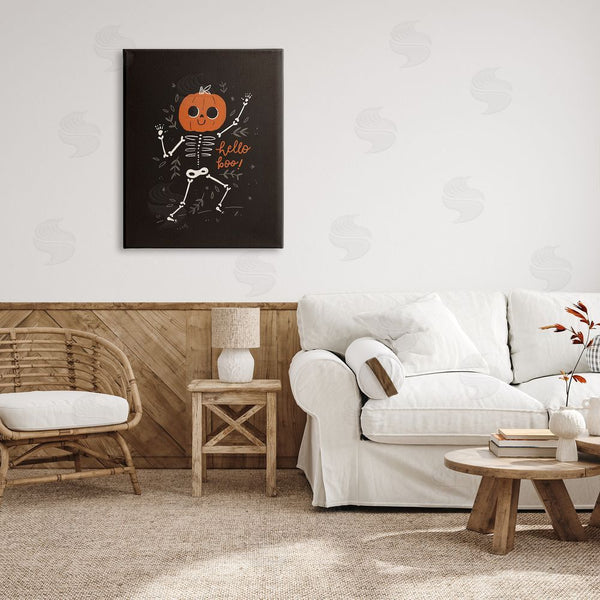 Stupell Industries Loni Harris | Hello Boo Halloween Smiling Skeleton Wall Art