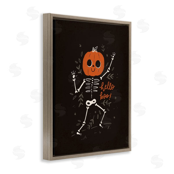 Stupell Industries Loni Harris | Hello Boo Halloween Smiling Skeleton Wall Art
