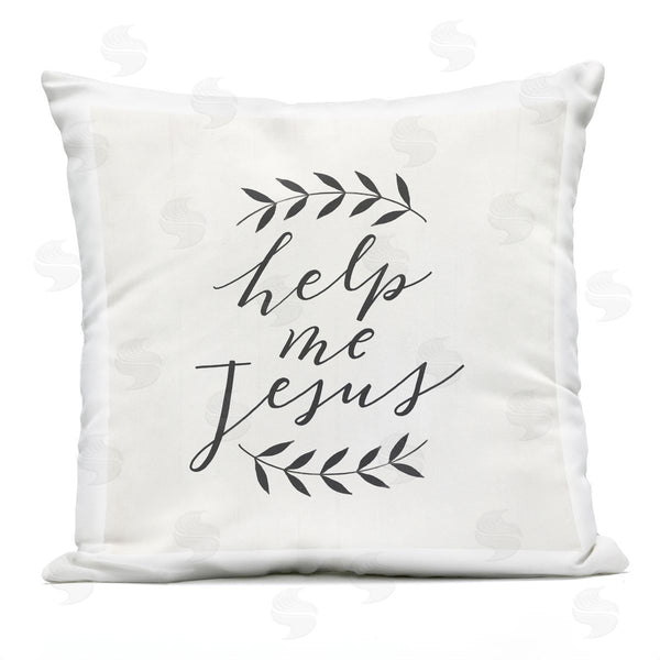 Stupell Industries Loni Harris | Help Me Jesus Simple Botanical Religious Phrase Printed Throw Pillow
