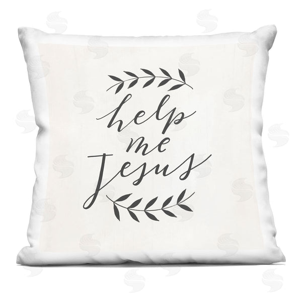 stupell industries Loni Harris | Help Me Jesus Simple Botanical Religious Phrase Printed Throw Pillow
