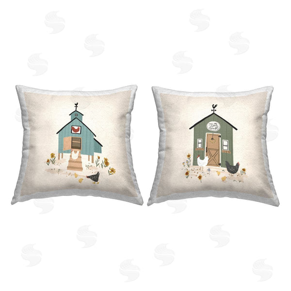 Stupell Industries Loni Harris | Hen House Chicken Coops Printed Throw Pillow Set