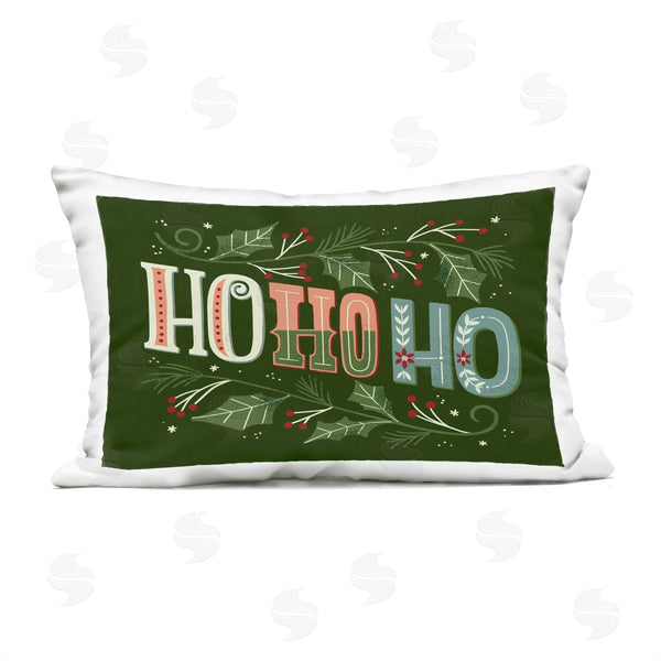 Stupell Industries Loni Harris | Ho Ho Ho Winter Holly Leaves Printed Throw Pillow