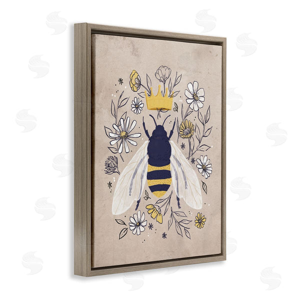 Stupell Industries Loni Harris | Queen Bee With Crown Yellow White Daisy Florals Wall Art