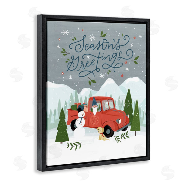 Stupell Industries Loni Harris | Season's Greetings Whimsical Snowman & Truck Illustration Wall Art