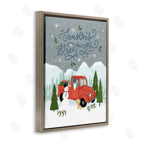 Stupell Industries Loni Harris | Season's Greetings Whimsical Snowman & Truck Illustration Wall Art