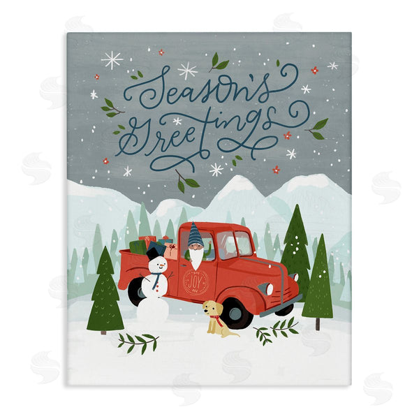 stupell industries Loni Harris | Season's Greetings Whimsical Snowman & Truck Illustration Wall Art