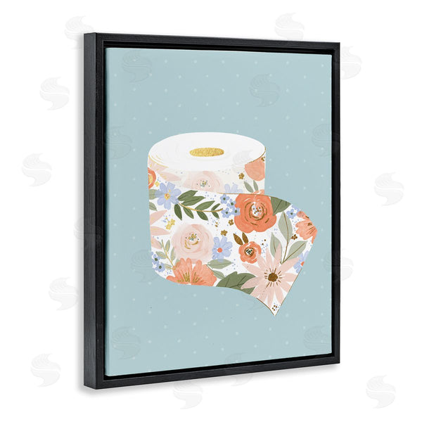 Stupell Industries Loni Harris | Spring Floral Print Toilet Paper Over Blue