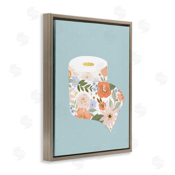 Stupell Industries Loni Harris | Spring Floral Print Toilet Paper Over Blue