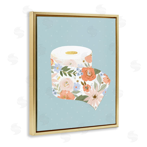 Stupell Industries Loni Harris | Spring Floral Print Toilet Paper Over Blue