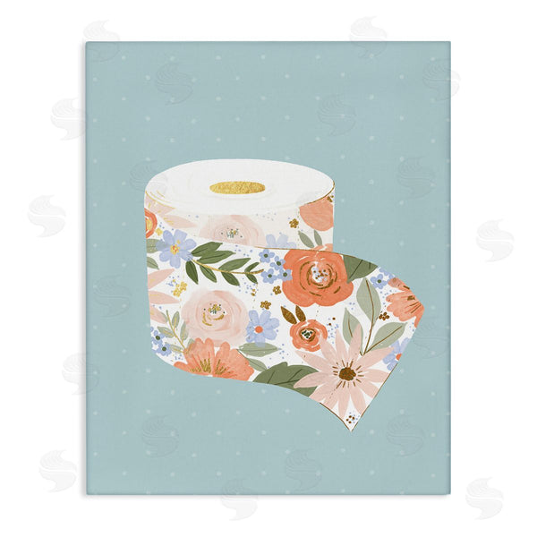stupell industries Loni Harris | Spring Floral Print Toilet Paper over Blue