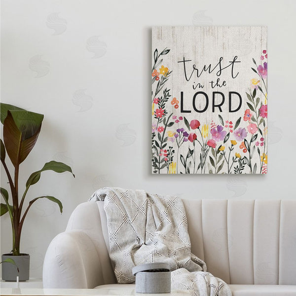 Stupell Industries Loni Harris | Trust In The Lord Proverb Spring Watercolor Flowers Wall Art