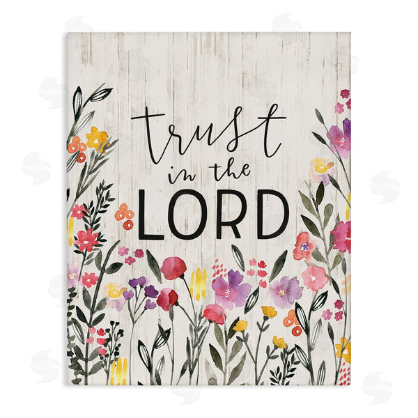 stupell industries Loni Harris | Trust in the Lord Proverb Spring Watercolor Flowers Wall Art