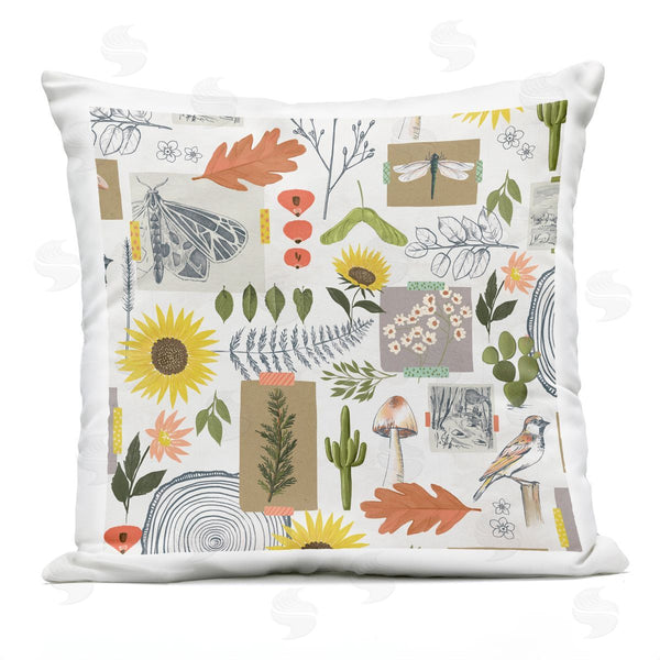Stupell Industries Loni Harris | Varied Nature Collage Botanical Leaves Wildlife Printed Throw Pillow