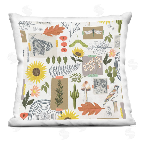 stupell industries Loni Harris | Varied Nature Collage Botanical Leaves Wildlife Printed Throw Pillow