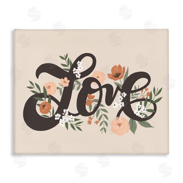 stupell industries Loni Harris | Vintage Love Word Botanical Flowers Weaving Motif Wall Art