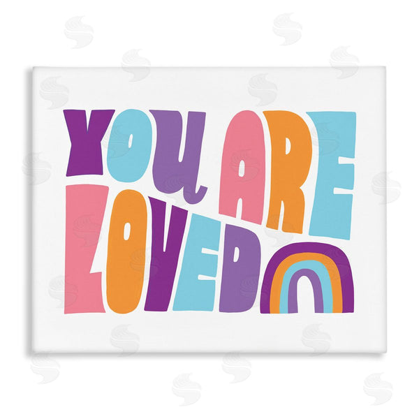 stupell industries Loni Harris | You Are Loved Rainbow Icon Dynamic Text Retro Typography Wall Art