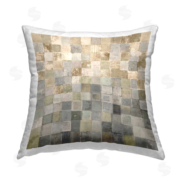 stupell industries Lorenzo Collective | Alternating Beige & Grey Squares Printed Throw Pillow