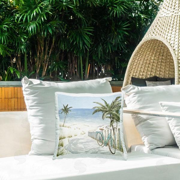 Stupell Industries Lorenzo Collective | Beach Bike Coastal Scene Throw Pillow