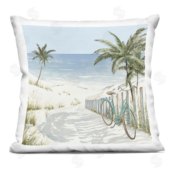 stupell industries Lorenzo Collective | Beach Bike Coastal Scene Throw Pillow