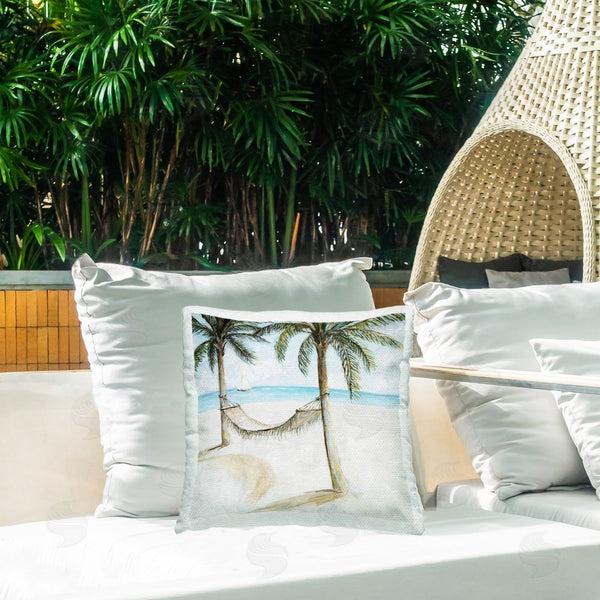 Stupell Industries Lorenzo Collective | Beach Hammock Coastal Scene Throw Pillow