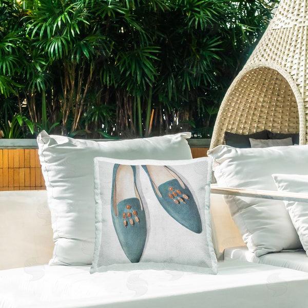 Stupell Industries Lorenzo Collective | Blue Flats With Beads Printed Throw Pillow