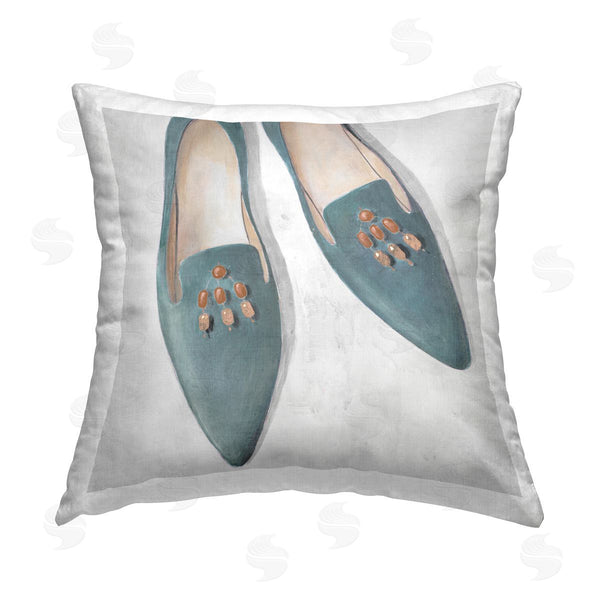 stupell industries Lorenzo Collective | Blue Flats with Beads Printed Throw Pillow