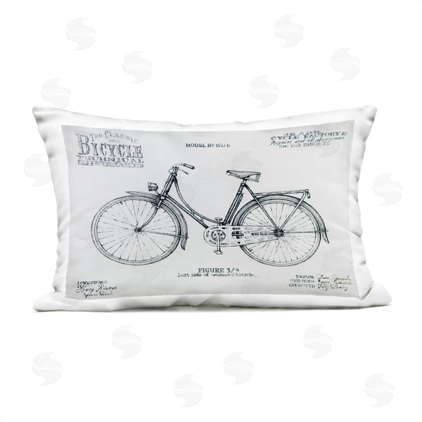 Stupell Industries Lorenzo Collective | Classic Bicycle Blueprint Diagram Printed Throw Pillow