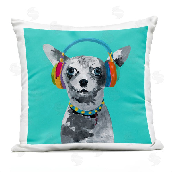 Stupell Industries Lorenzo Collective | Jammin' Pup On Blue Throw Pillow