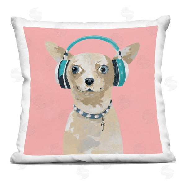 stupell industries Lorenzo Collective | Jammin' Pup on Pink Throw Pillow