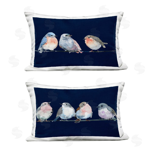 Stupell Industries Lorenzo Collective | Lovely Perched Birds On Blue Printed Throw Pillow